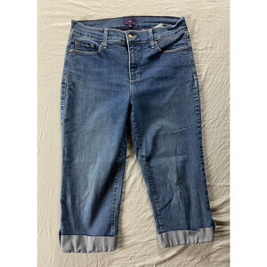 NYDJ Lift/Tuck 'Crop' Lightweight Cuffed Stretch Denim Jeans. Button Cuffs. 10.